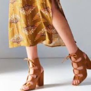3 for $20 URBAN OUTFITTERS Lace Up Faux Suede Open Toe Heels Booties Gladiator